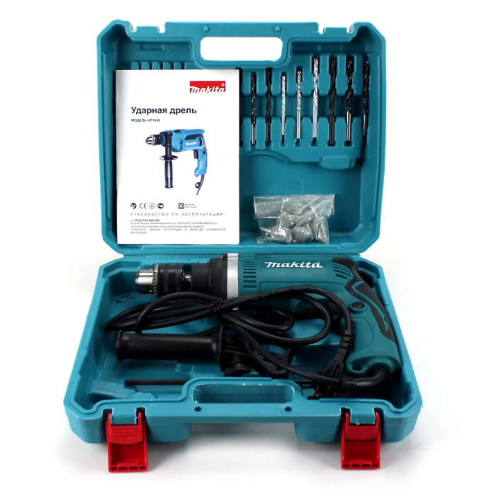 Ударний дриль Makita HP1630 710 Вт 0-3200 об/хв Ударний дриль Макіта з набором інструментів