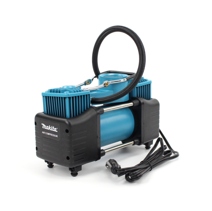 Повітряний двопоршневий автомобільний компресор Makita 72 л/хв 12V, 30A з набором інструментів