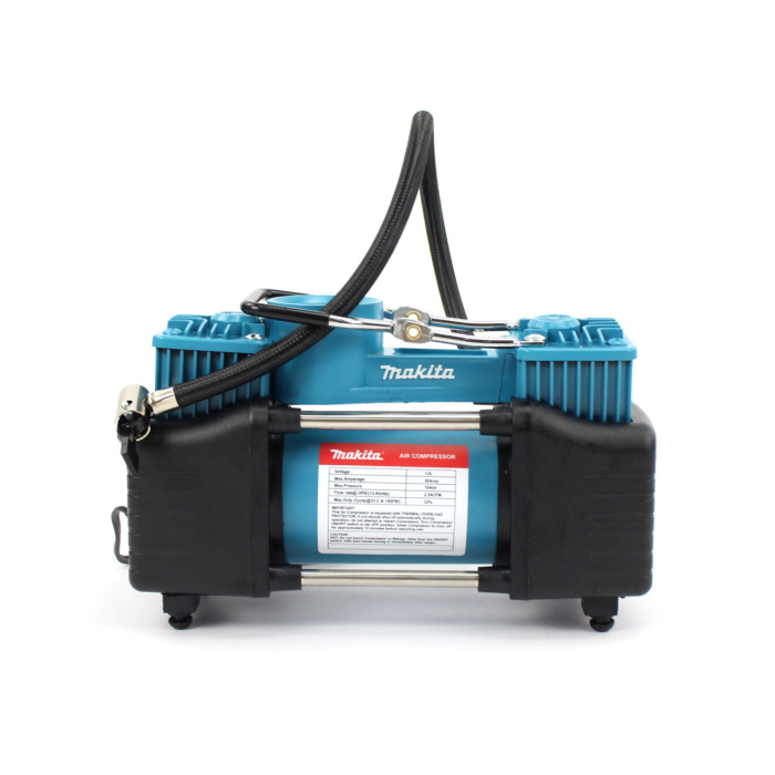 Повітряний двопоршневий автомобільний компресор Makita 72 л/хв 12V, 30A з набором інструментів