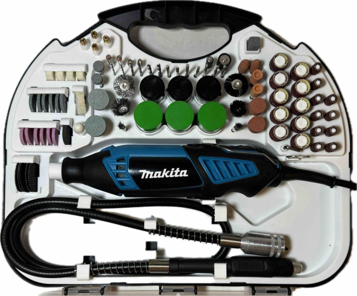 Гравер Makita GD0605 шліфувальна машина Макіта із регулюванням обертів гнучкий вал + 200 насадок