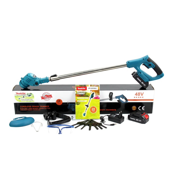Акумуляторний тример Makita UR100DWAE електричний тример на акумуляторі для саду із 2 АКБ 48V, 5Ah