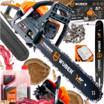 Ланцюгова бензинова Wuber пила із двотактним двигуном для обрізки дерев та гілок 4.5 к.с 1 ланцюг і 1 шина 40 см