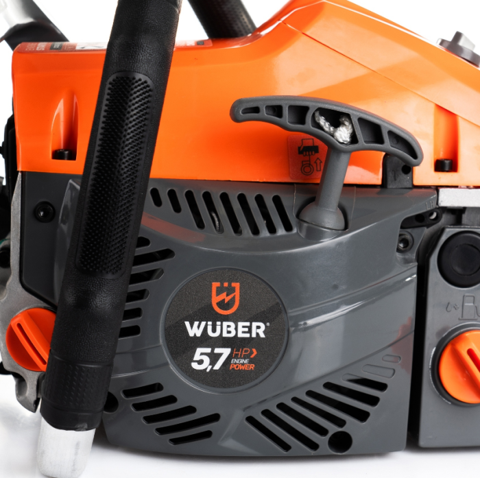 Ланцюгова бензинова Wuber пила із двотактним двигуном для обрізки дерев та гілок 4.5 к.с 1 ланцюг і 1 шина 40 см