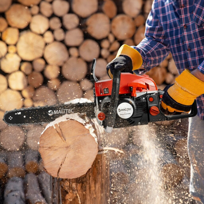 Ланцюгова бензопила Maltec пила із 2х-тактним двигуном для обрізки дерев та гілок (1 ланцюг і 1 шина 40 см)