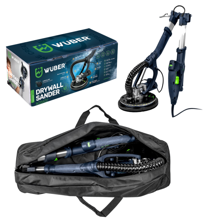 Мережева шліфмашинка жираф для штукатурки стель та стін з діодним підсвічуванням WUBER Giraffe диск 225 мм