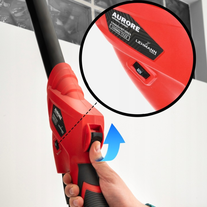 Мережева шліфмашинкажираф для штукатурки стель та стін Lehmann з діодним підсвічуванням шліфувальний диск 225 мм потужністю 2420 В