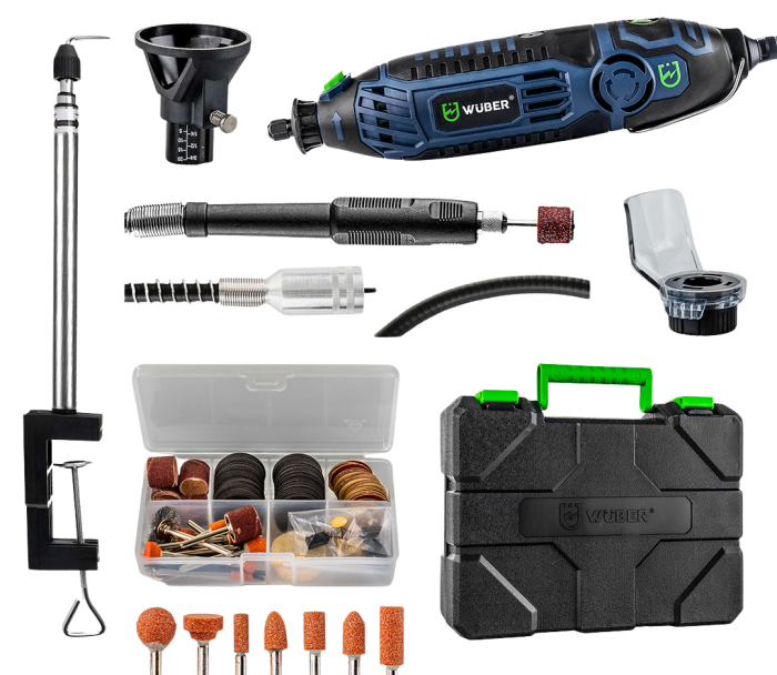 Гравер Шліфувальна машина пряма WUBER шліфмашинка гравірувальна із Гнучким Валом + насадки 300 шт