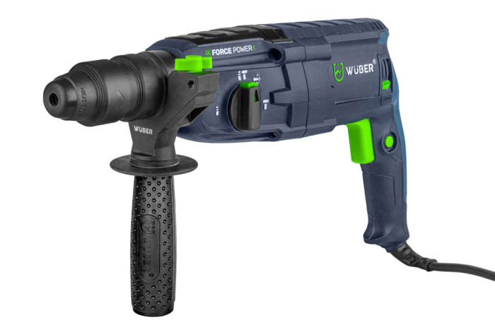 Перфоратор мережевий Wuber з патроном SDS-plus та три режими свердління в пластиковому кейсі із свердлами