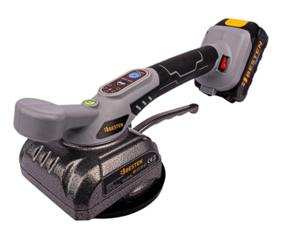 Акумуляторна віброприсоска для плитки BESTEN BE0002855 електрична  для укладання плитки із 2 АКБ 24V/5Ah в пластиковому кейсі