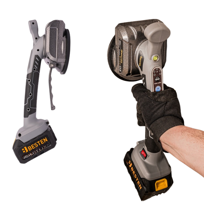 Акумуляторна віброприсоска для плитки BESTEN BE0002855 електрична  для укладання плитки із 2 АКБ 24V/5Ah в пластиковому кейсі