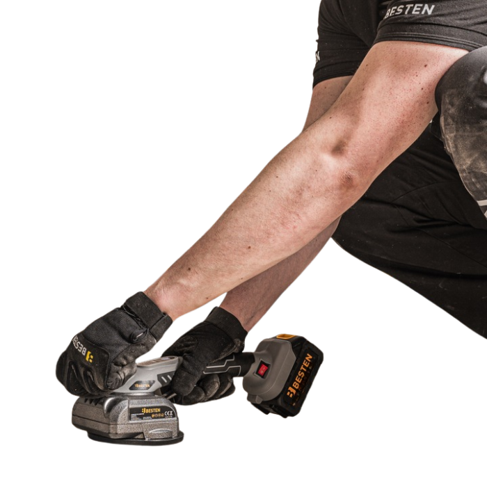 Акумуляторна віброприсоска для плитки BESTEN BE0002855 електрична  для укладання плитки із 2 АКБ 24V/5Ah в пластиковому кейсі