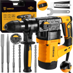 Сетевой перфоратор ударний бочковий DEKO (1155 Вт 4.5 Дж) з патроном SDS Plus у кейсі набір зубил