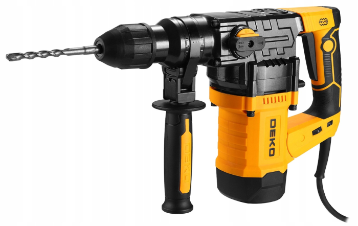 Сетевой перфоратор ударний бочковий DEKO (1155 Вт 4.5 Дж) з патроном SDS Plus у кейсі набір зубил