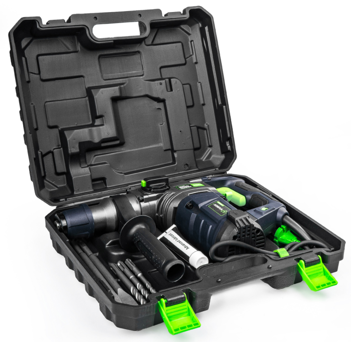 Перфоратор ударний мережевий - бочковий WUBER (1155 Вт 4.5 Дж) перфоратор із патроном SDS Plus у кейсі набір зубил