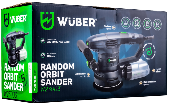 Ексцентрикова шліфмашинка Wuber 450 Вт орбітального типу із регулюванням обертів 6000-12000 об/хв