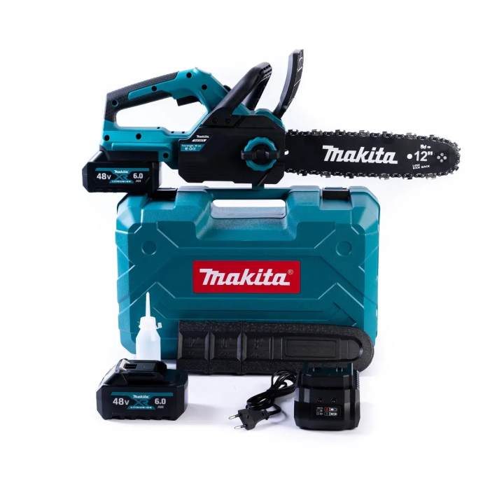 Акумуляторна ланцюгова мініпила Makita DUC357Z електропила безщіткова Макіта з шиною 30 см та 2 АКБ 48V/6Ah з зарядкою в кейсі