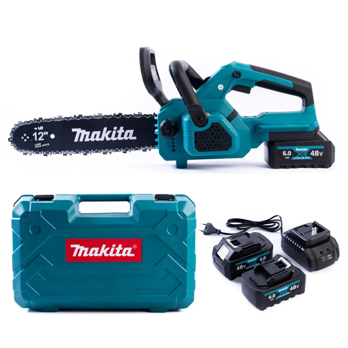 Акумуляторна ланцюгова мініпила Makita DUC357Z електропила безщіткова Макіта з шиною 30 см та 2 АКБ 48V/6Ah з зарядкою в кейсі
